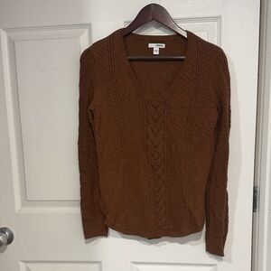 Sonoma Brown V-Neck Cable Knit Sweater